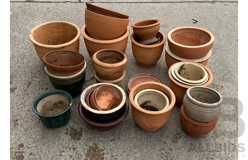 Large Collection of Terracotta Garden Pots and Dishes