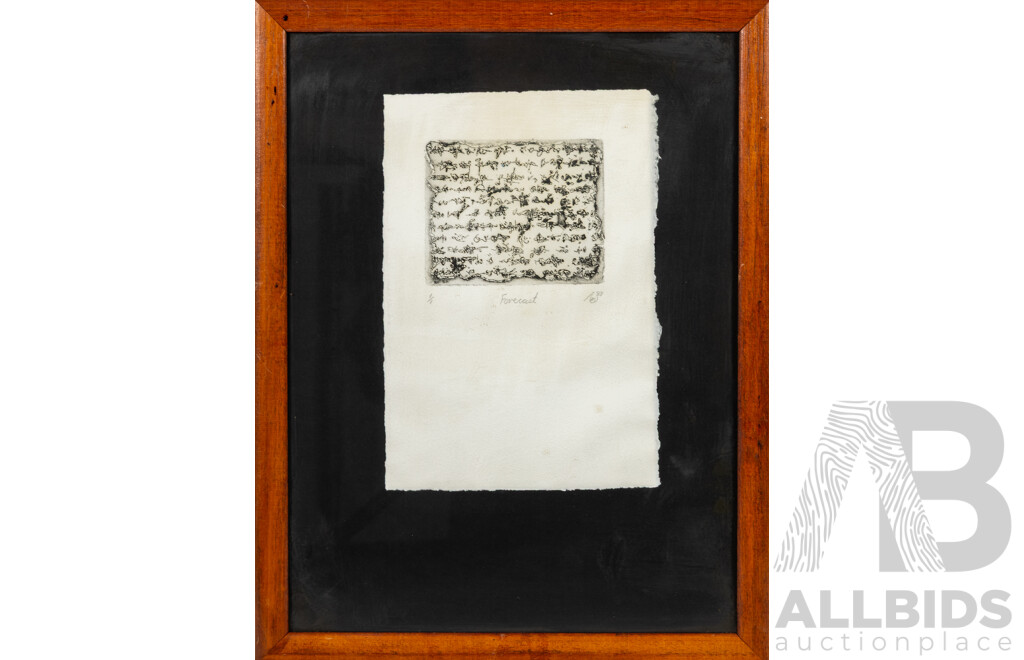 AM? Artist Unknown, (20th Century), Forecast (1988), Original Etching, 44 x 34 cm (frame)