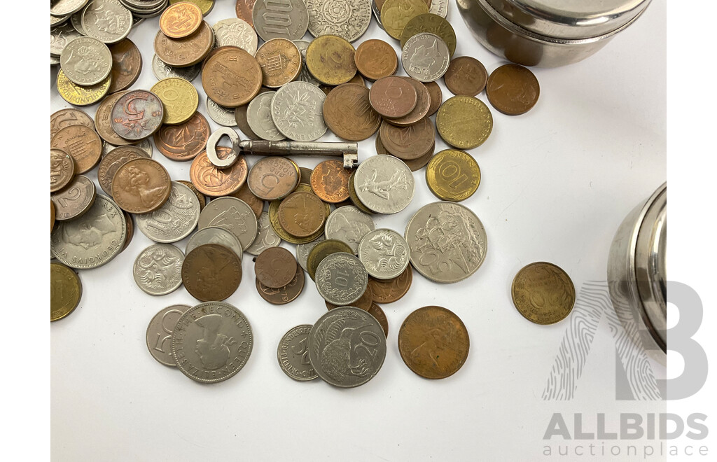 Collection of Vintage International Coins Including Australia, Germany, New Zealand, United Kingdom, France, China, Netherlands - Approximately One Kilogram