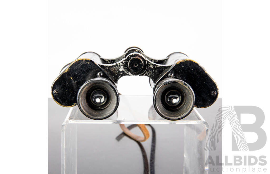 Set Antique Telac Binoculars in Original Leather Case