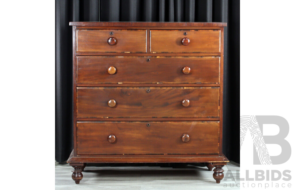 Victorian Mahogany Chest of Five Drawers