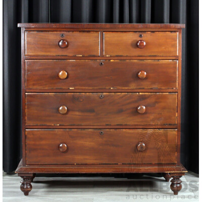 Victorian Mahogany Chest of Five Drawers
