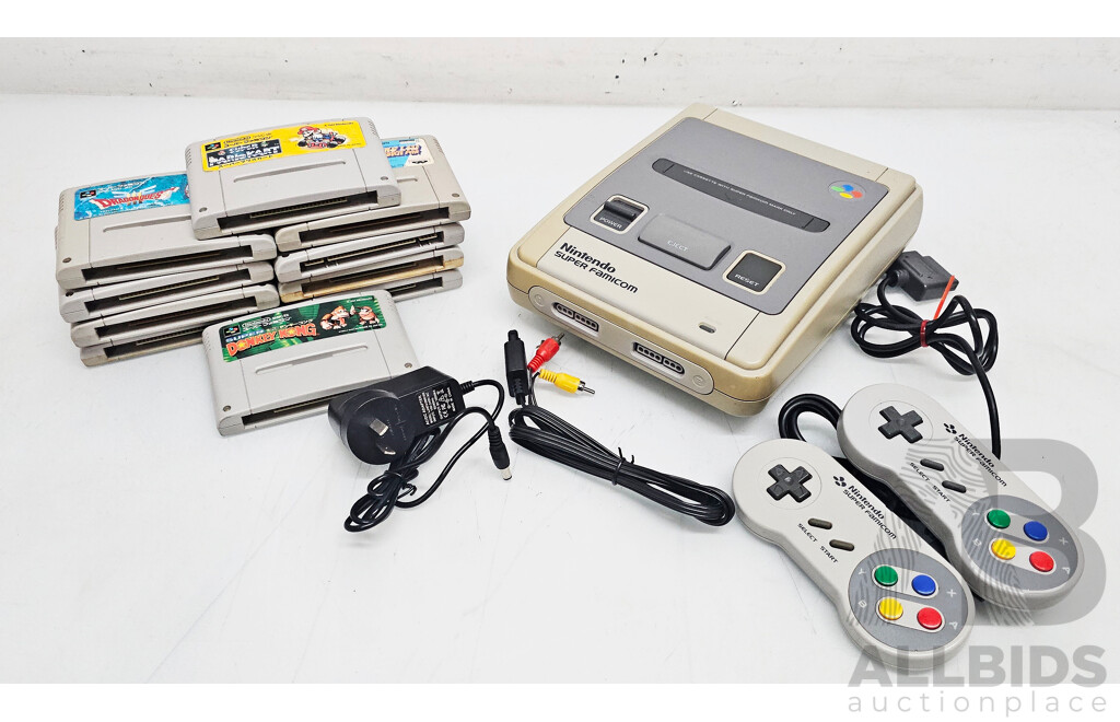 Vintage Super Nintendo Entertainment System Video Game Console /w Controllers, Games & Power Cables