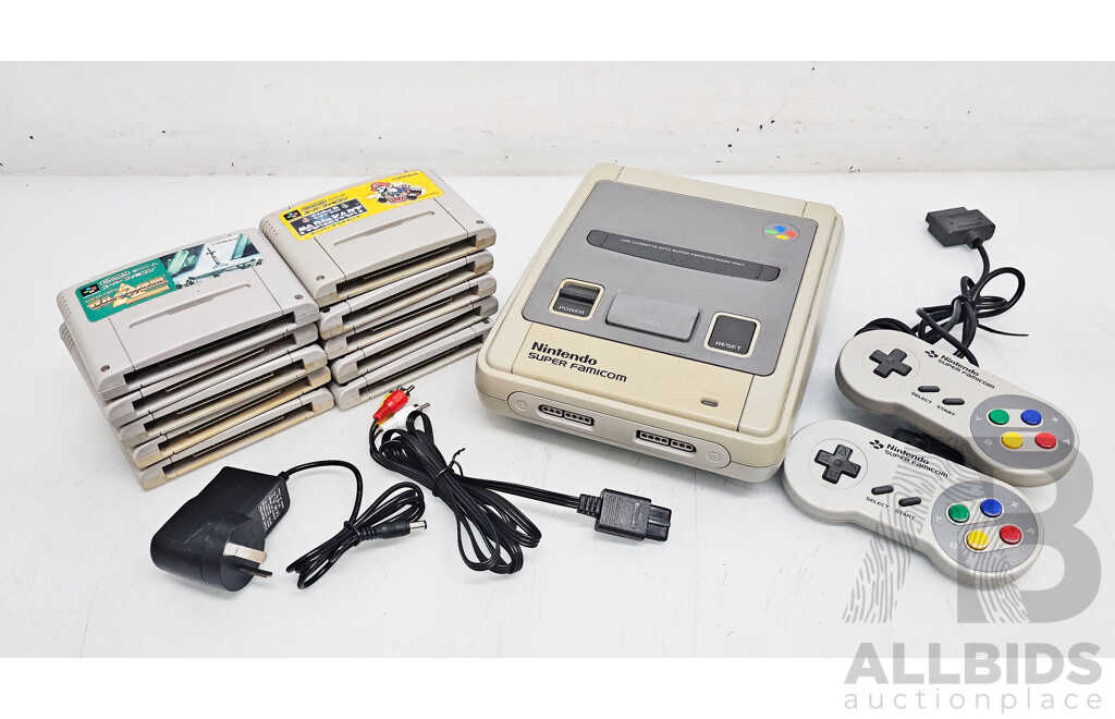 Vintage Super Nintendo Entertainment System Video Game Console /w Controllers, Games & Power Cables