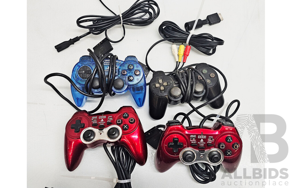 Sony Playstation 2 Slim Video Game Console W/ 6x Controllers, Memory Card, Games & Cables