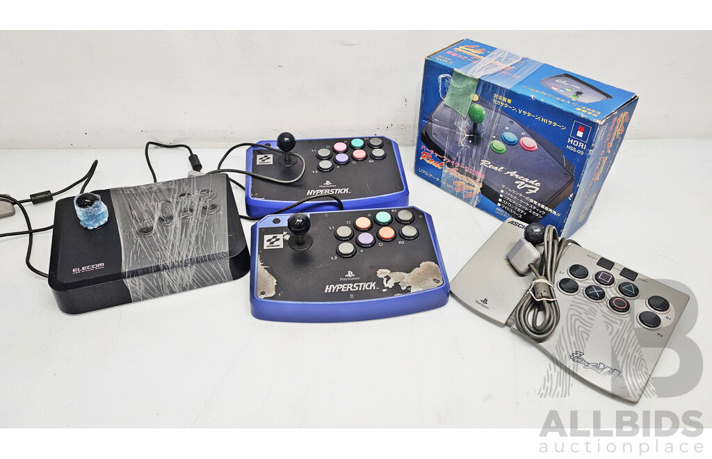 Collection of Retro Arcade Style Controllers