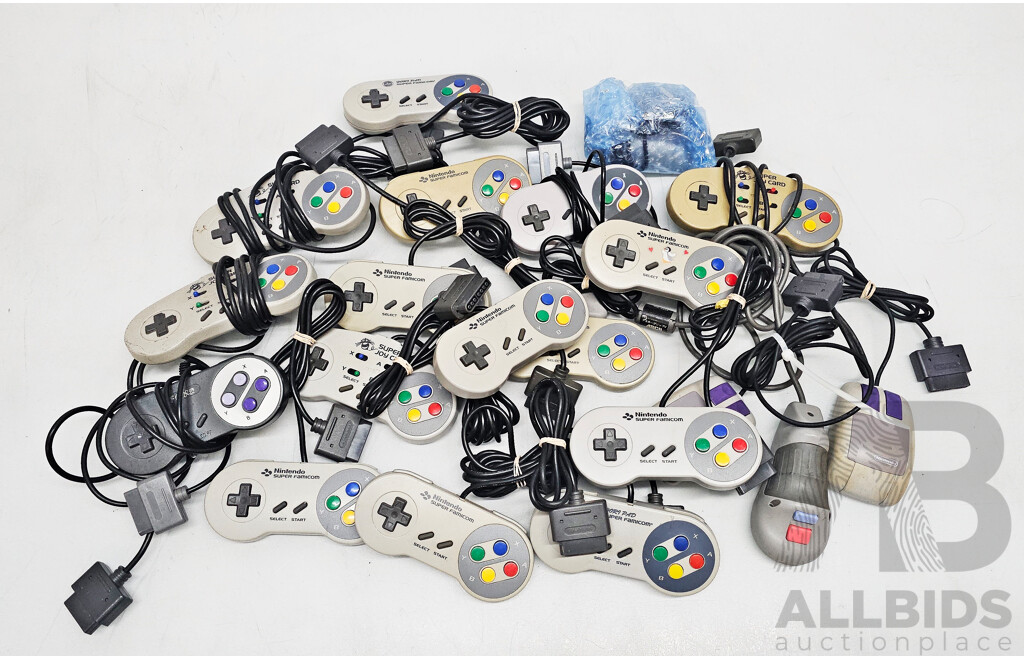 Collection of Super Nintendo Famicom Controllers
