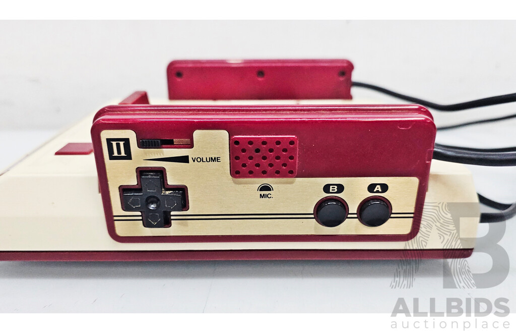 Nintendo Famicom Video Game Console W/ Disk System, Controllers, Power Supply & Games