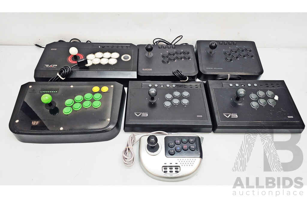 Collection of Retro Arcade Style Controllers