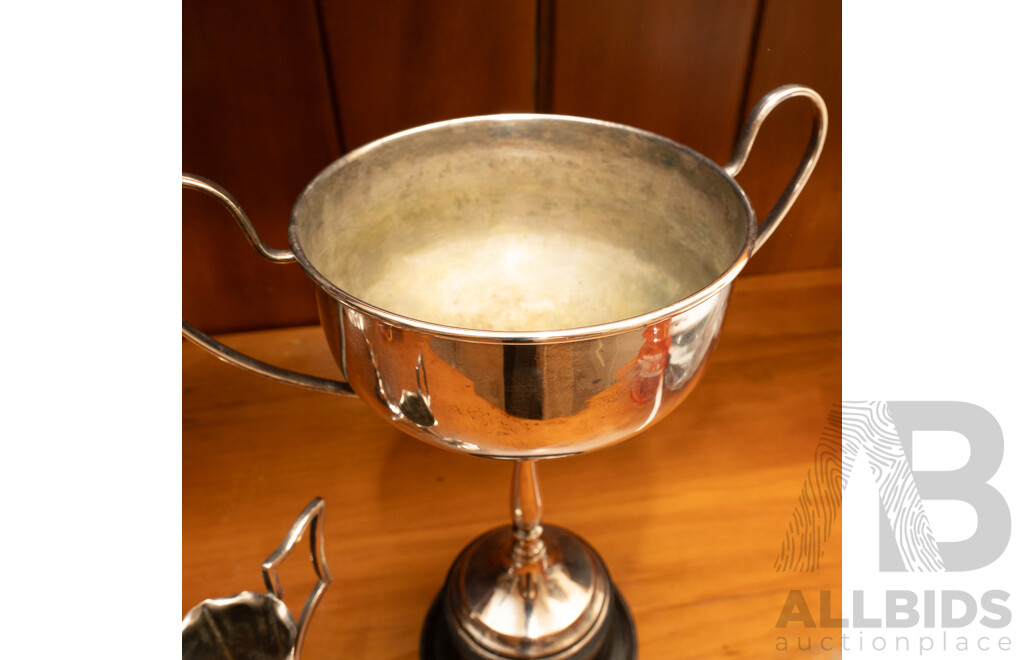 Collection Three Blank Silver Plate Trophies