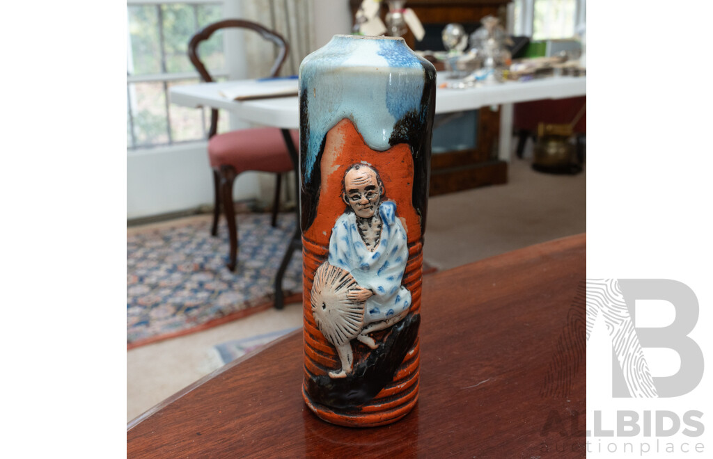Vintage Japanese Sumida Gawa Pottery Vase