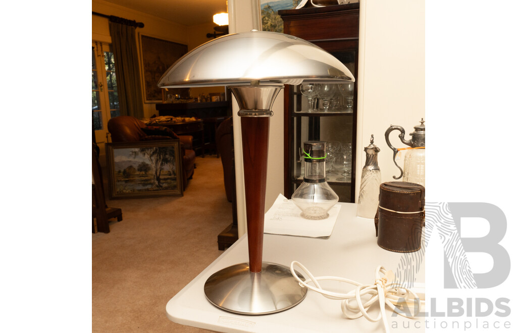 Art Deco Style Desk Lamp with Wooden Base