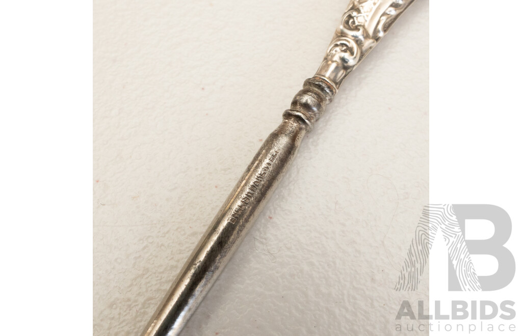 Sterling Silver Handled Shoe Horn, Stamped Chester 1905 and Button Hook, Stamped Chester 1919