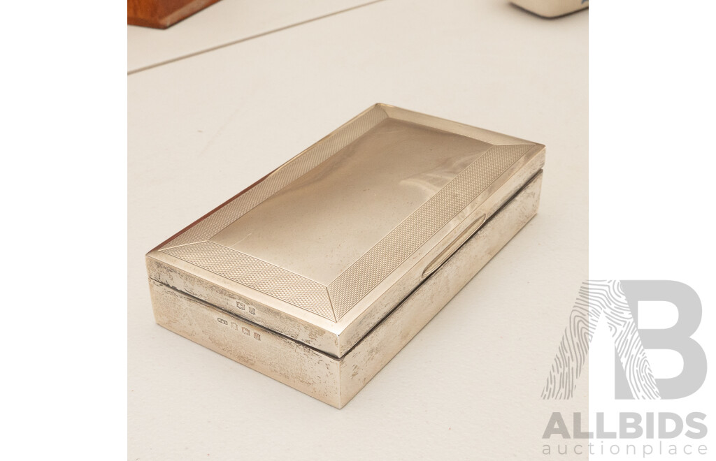 Sterling Silver Cedar Lined Cigarette Box, Birmingham, 1969