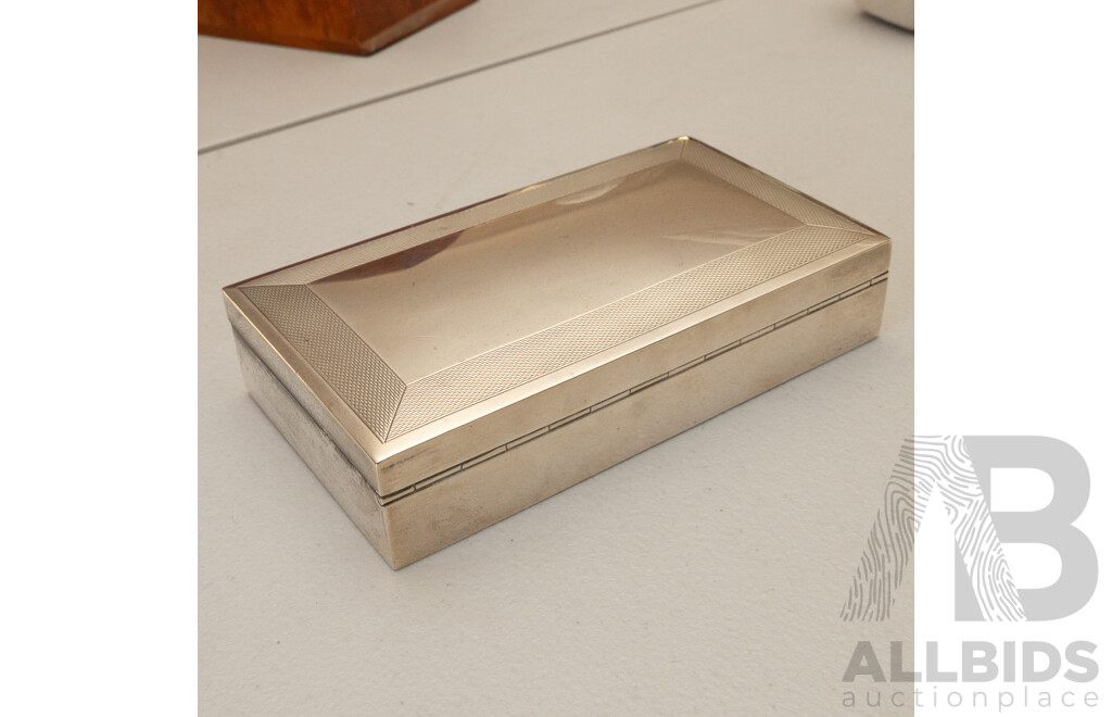 Sterling Silver Cedar Lined Cigarette Box, Birmingham, 1969