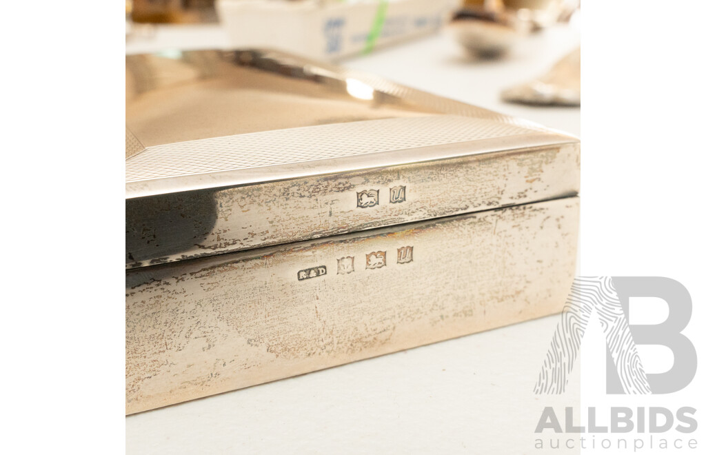 Sterling Silver Cedar Lined Cigarette Box, Birmingham, 1969