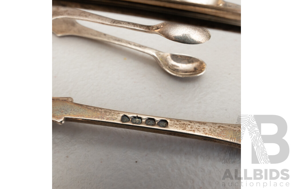 Collection of Three Sterling Silver Tongs, One Stamped London 1832, One Stamped London 1888 and One Stamped Birmingham 1910