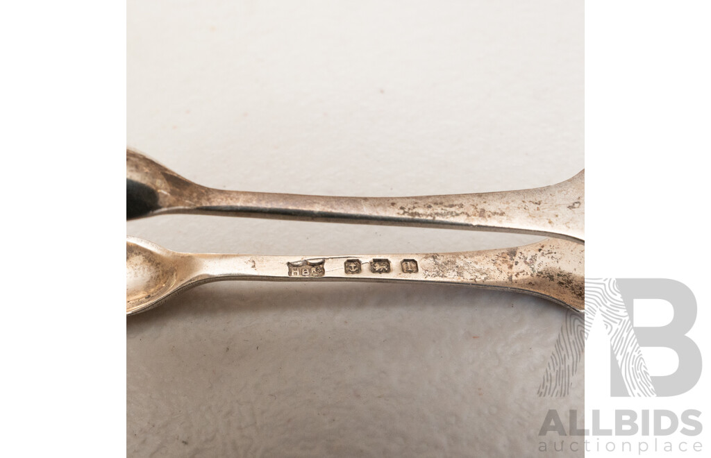 Collection of Three Sterling Silver Tongs, One Stamped London 1832, One Stamped London 1888 and One Stamped Birmingham 1910