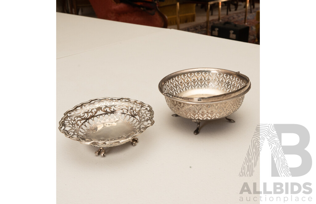 Two Small Sterling Silver Bon Bon Baskets, One Stamped London 1907, One Stamped Chester 1911, 187g