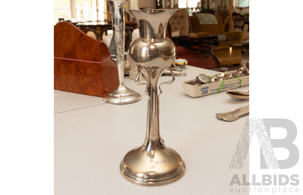 Antique Sterling Silver Art Nouveau Bud Vase, Sheffield 1906