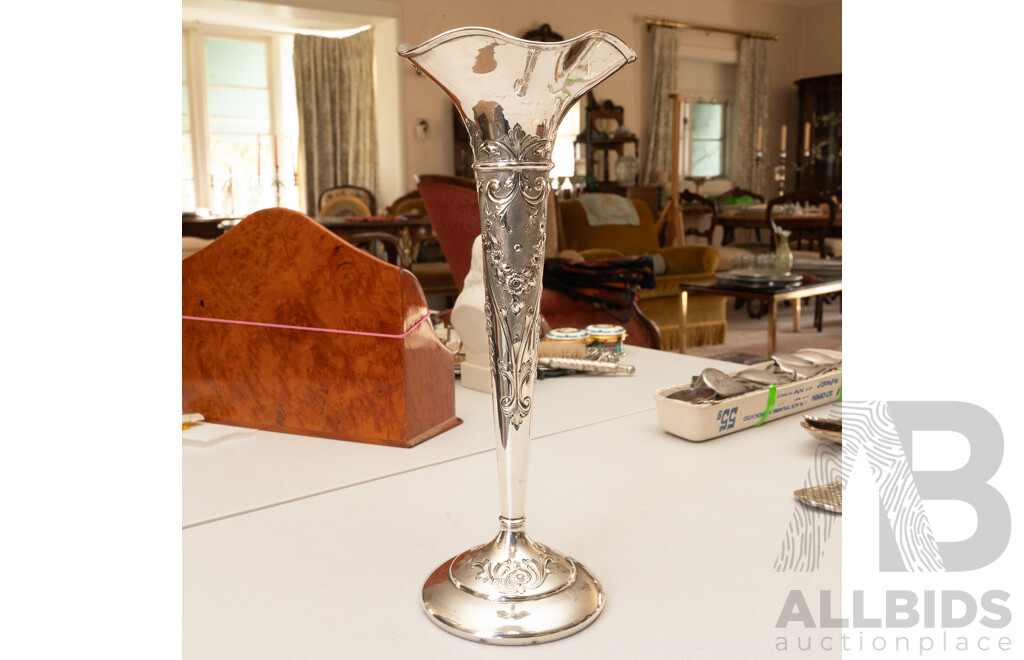 Antique Sterling Silver Trumpet Vase, London 1904