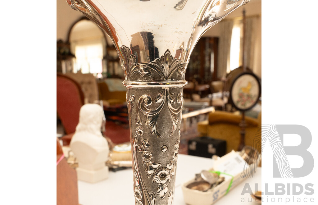 Antique Sterling Silver Trumpet Vase, London 1904
