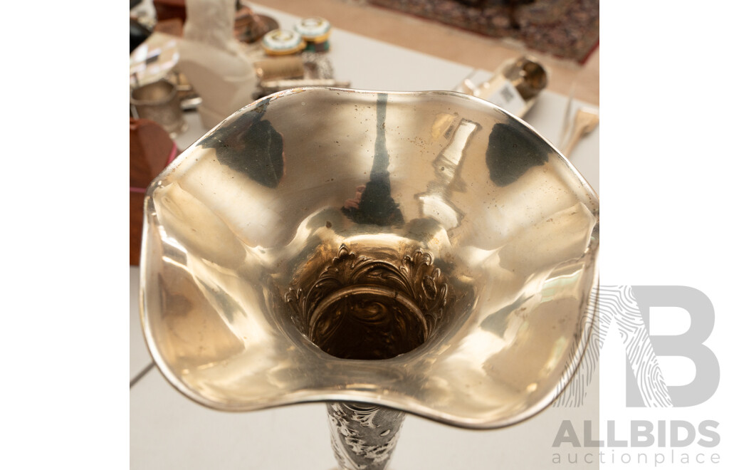 Antique Sterling Silver Trumpet Vase, London 1904