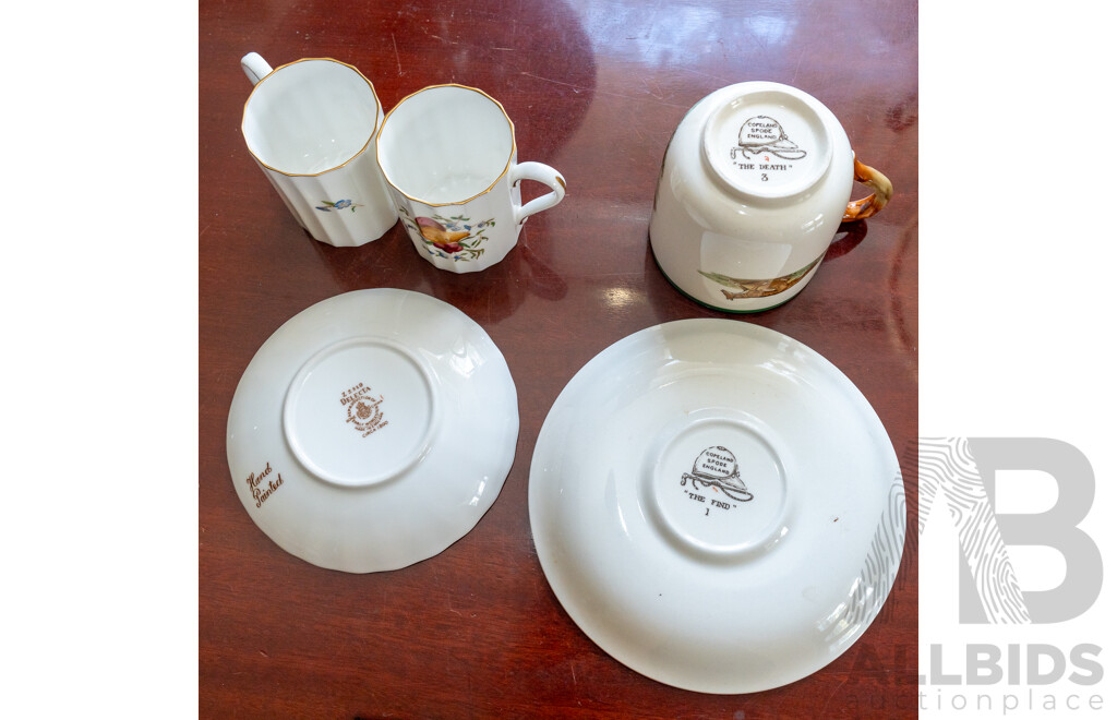 Antique Copeland Spode Leaping the Brook 13 Piece Porcelain Coffee Service Along with Royal Worcester Reproduction Early Hand Painted Worcester Six Duos in Delectable Pattern
