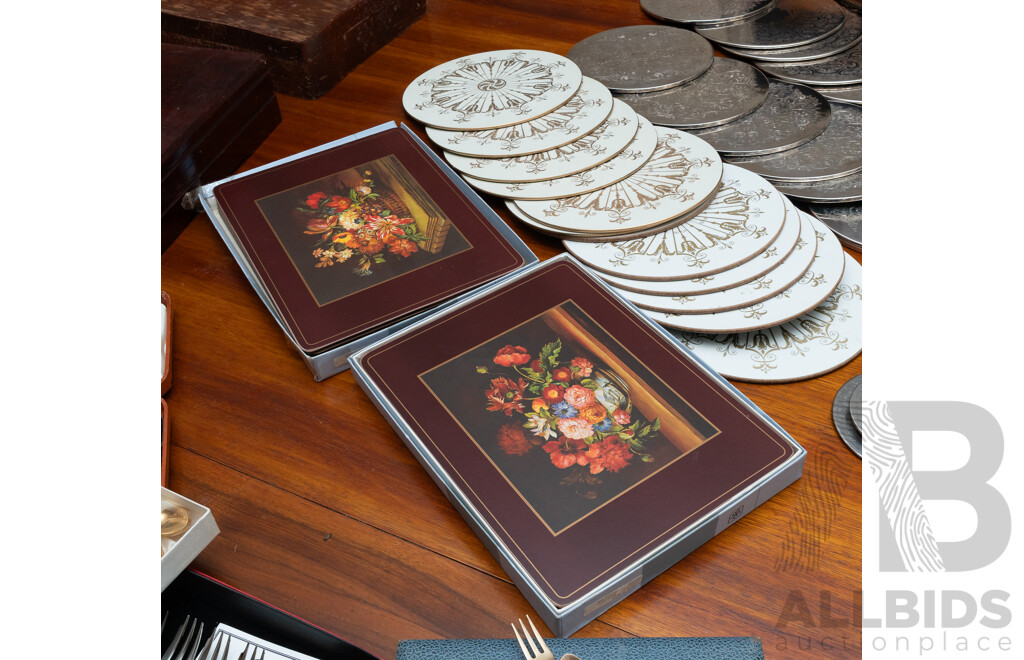 Collection of Placemats and Coasters Including Clover Leaf 'Gold Sovereigns', Lady Clare 'Tijou' Design and More