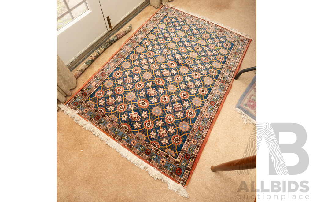 Vintage Hand Knotted Persian Varamin Soft Wool Rug with Mina Khani Design