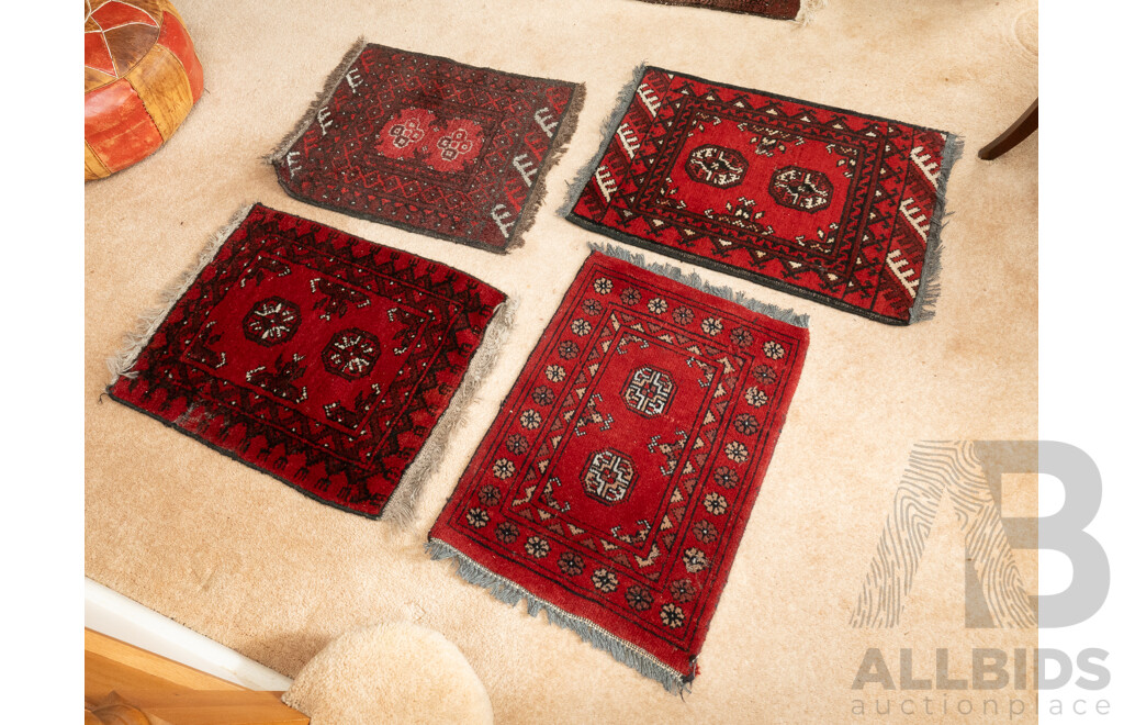 Collection Five Small Hand Knotted Afghan Wool Pushtis