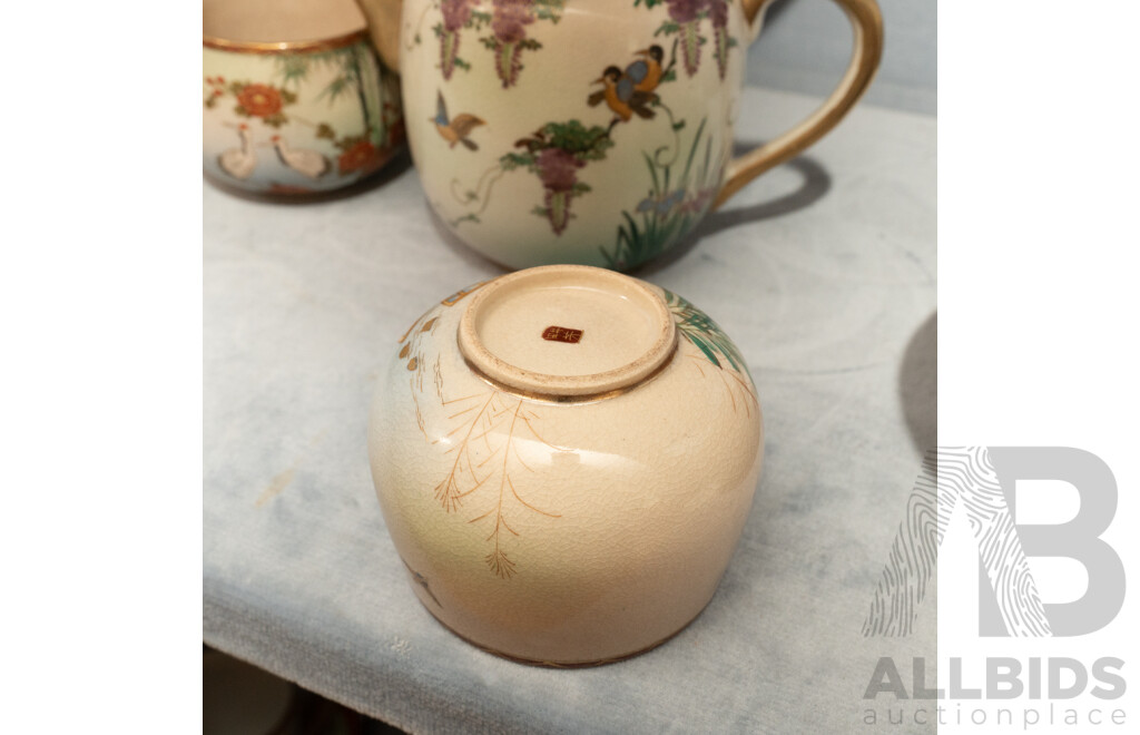 Vintage Japanese Satsuma 13 Piece Hand Painted Porcelain Tea Set
