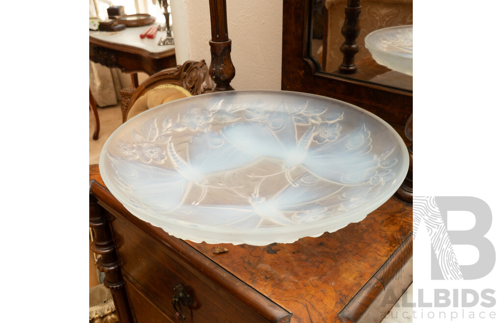 Antique Art Deco Opalescent Glass Centrepiece Bowl by G Vallon