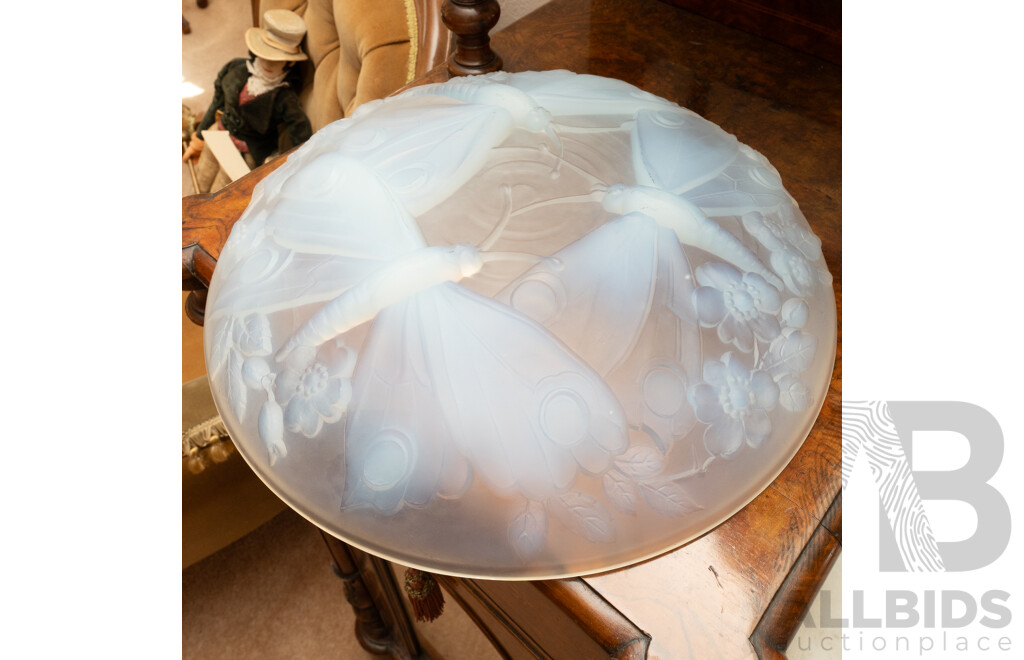 Antique Art Deco Opalescent Glass Centrepiece Bowl by G Vallon