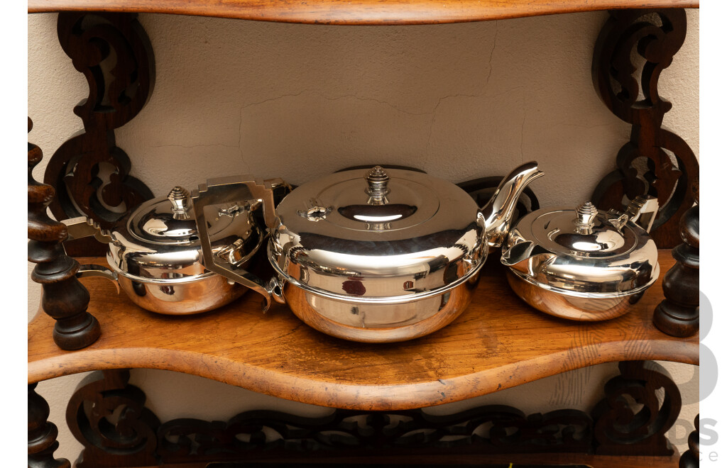 Vintage Three Piece Art Deco Silver Plate Tea Set by Empire Plate