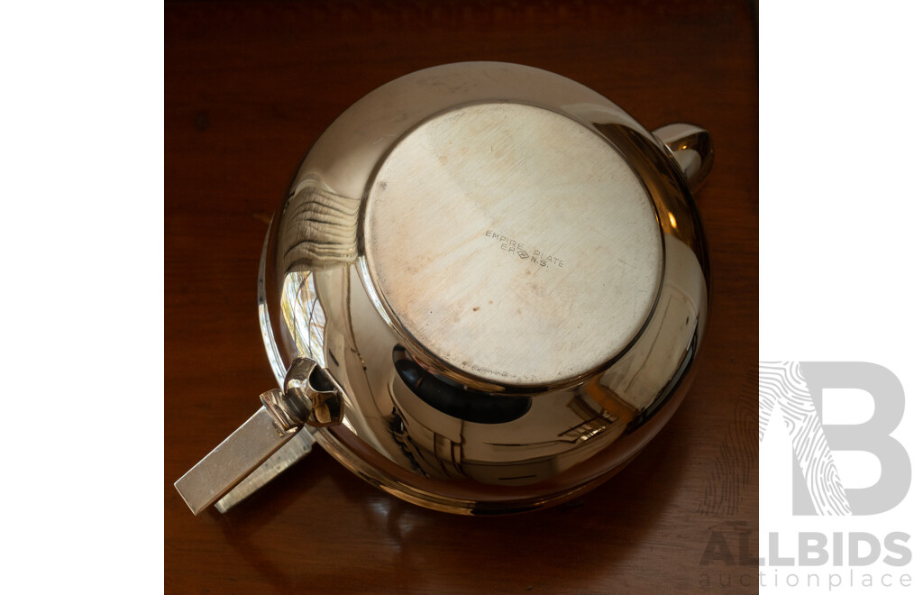 Vintage Three Piece Art Deco Silver Plate Tea Set by Empire Plate