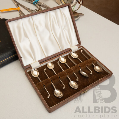 Box Set of Australian Sterling Silver Golfing Tea Spoons, Marked F&R, Fairfax & Roberts, STG, 43g