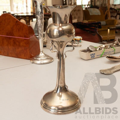 Antique Sterling Silver Art Nouveau Bud Vase, Sheffield 1906