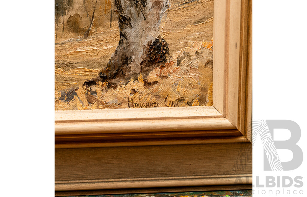 Margaret Carr, (20th Century, Australian, Working c1980s), Grey Gum, Original Oil on Canvas Board, 37 x 32 cm (frame)