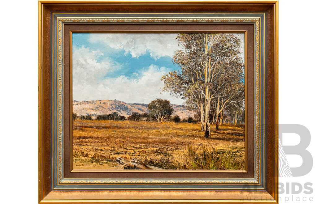 Gustav Pirstitz, (20th Century, Czech-Born Australian, Working c1960-1970s), Summer Sky-Kergunyah (1981), Beautiful Original Oil on Canvas Board, 57 x 67 cm (frame)