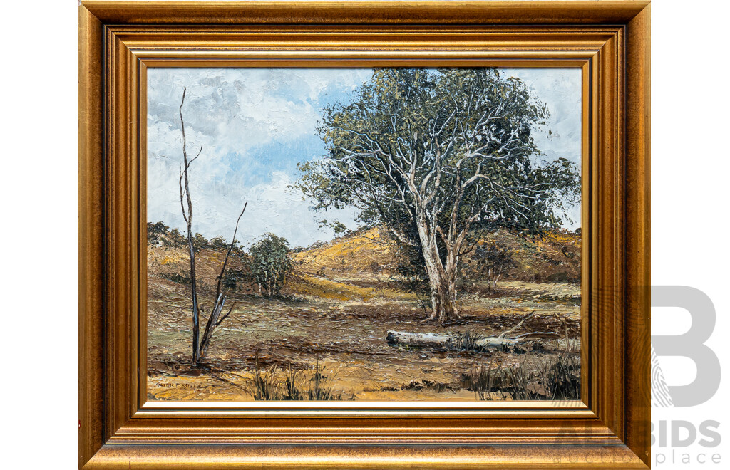 Gustav Pirstitz, (20th Century, Czech-Born Australian, 1922-?), Scenery Near Yackandandah, Original Vintage Oil on Canvas Board, 37 x 57 cm (frame)