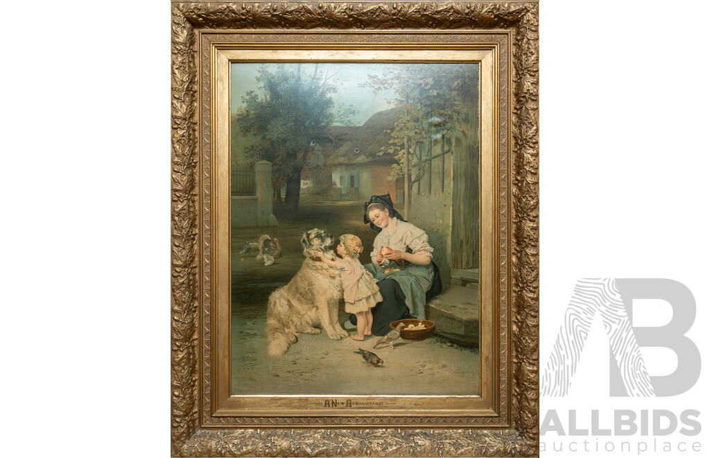 Anton Dieffenbach (19/Early 20th Century, German,1831-1914), A New Acquaintance, Reproduction Print of Original circa 1882, 105 x 85 cm (frame)