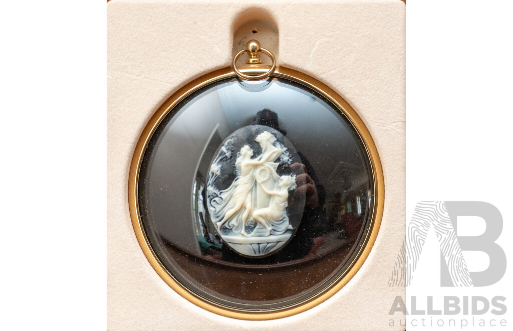 Peter Bates, (20th Century, British), Pair of Intricate Resin Miniature Cameos - Water Maidens & Dancers, 7 x 7 cm (frame) (2)