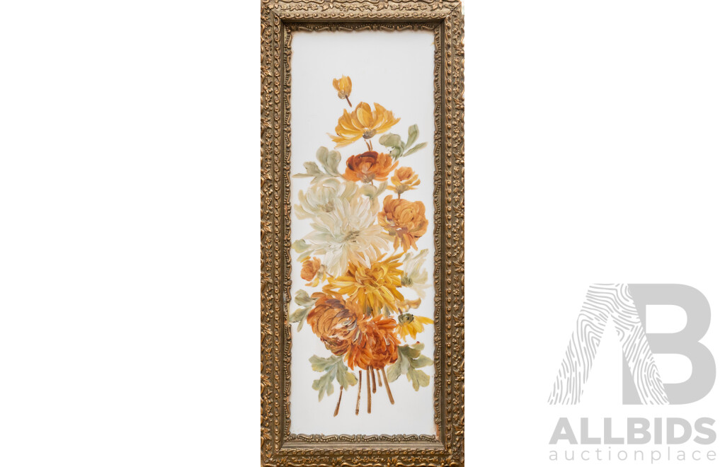 Lovely Pair of Vintage Flower Studies, Pink Roses & Garden Bunch, Oil on Red Cloth & Oil on Composite, 45 x 20 cm (largest) (2)
