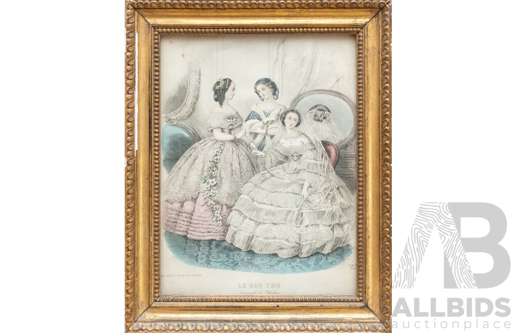 Illman Brothers, (Late 18th/Early 19th Century, Americans), 'Le Bon Ton' Quartet, Antique Steel Engraving Prints, 28.5 x 23 cm (frames) (4)