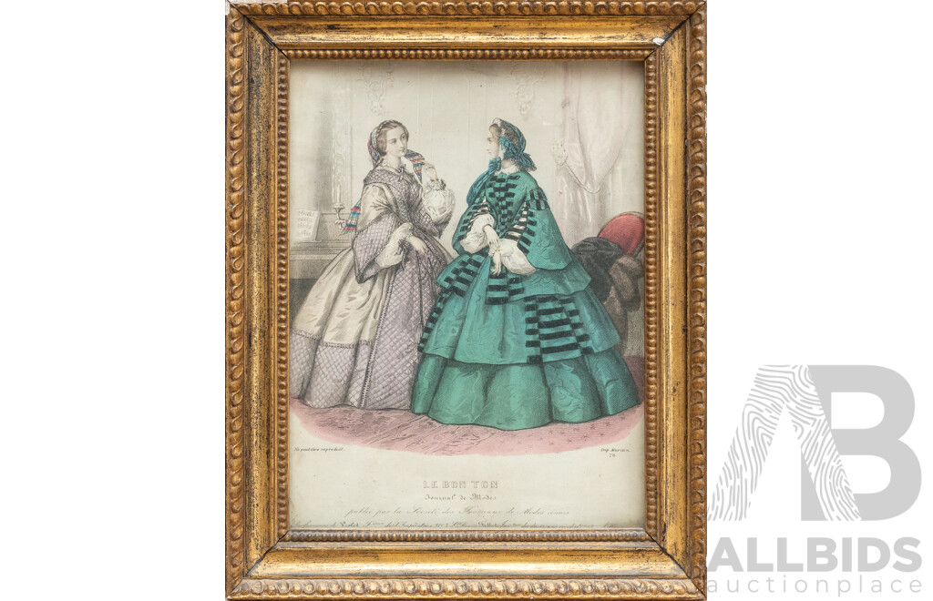 Illman Brothers, (Late 18th/Early 19th Century, Americans), 'Le Bon Ton' Quartet, Antique Steel Engraving Prints, 28.5 x 23 cm (frames) (4)