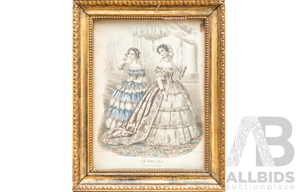 Illman Brothers, (Late 18th/Early 19th Century, Americans), 'Le Bon Ton' Quartet, Antique Steel Engraving Prints, 28.5 x 23 cm (frames) (4)