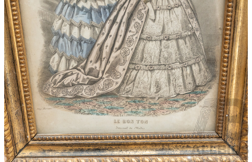 Illman Brothers, (Late 18th/Early 19th Century, Americans), 'Le Bon Ton' Quartet, Antique Steel Engraving Prints, 28.5 x 23 cm (frames) (4)