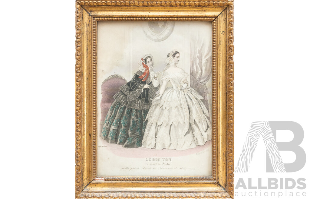 Illman Brothers, (Late 18th/Early 19th Century, Americans), 'Le Bon Ton' Quartet, Antique Steel Engraving Prints, 28.5 x 23 cm (frames) (4)
