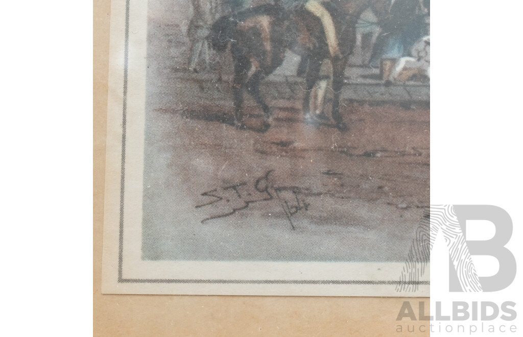 Samuel Calvert (19/20th Century, British,1828-1913), Ballarat, Corner of Lydiard & Sturt Streets (1865), Reproduction From Original Engraving (1965) Alongside Five Others, 17 x 26 cm (frame) (6)